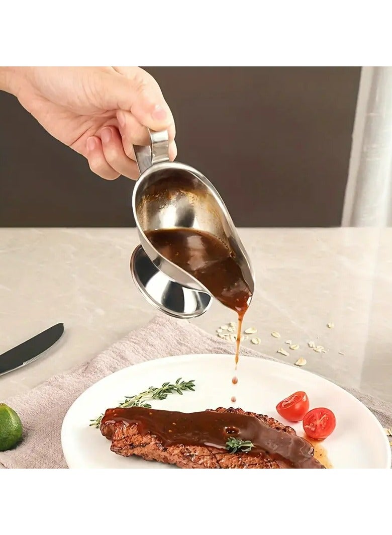 1pc Quality Stainless Steel Gravy Boats Serveware, Restaurant Style Gravy Boat, 10 Oz. (Ounce)  Dining Gravy Boat  - Image 1