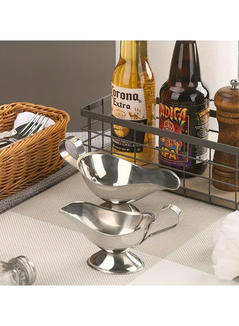 1pc Quality Stainless Steel Gravy Boats Serveware, Restaurant Style Gravy Boat, 10 Oz. (Ounce)  Dining Gravy Boat  - Image 3