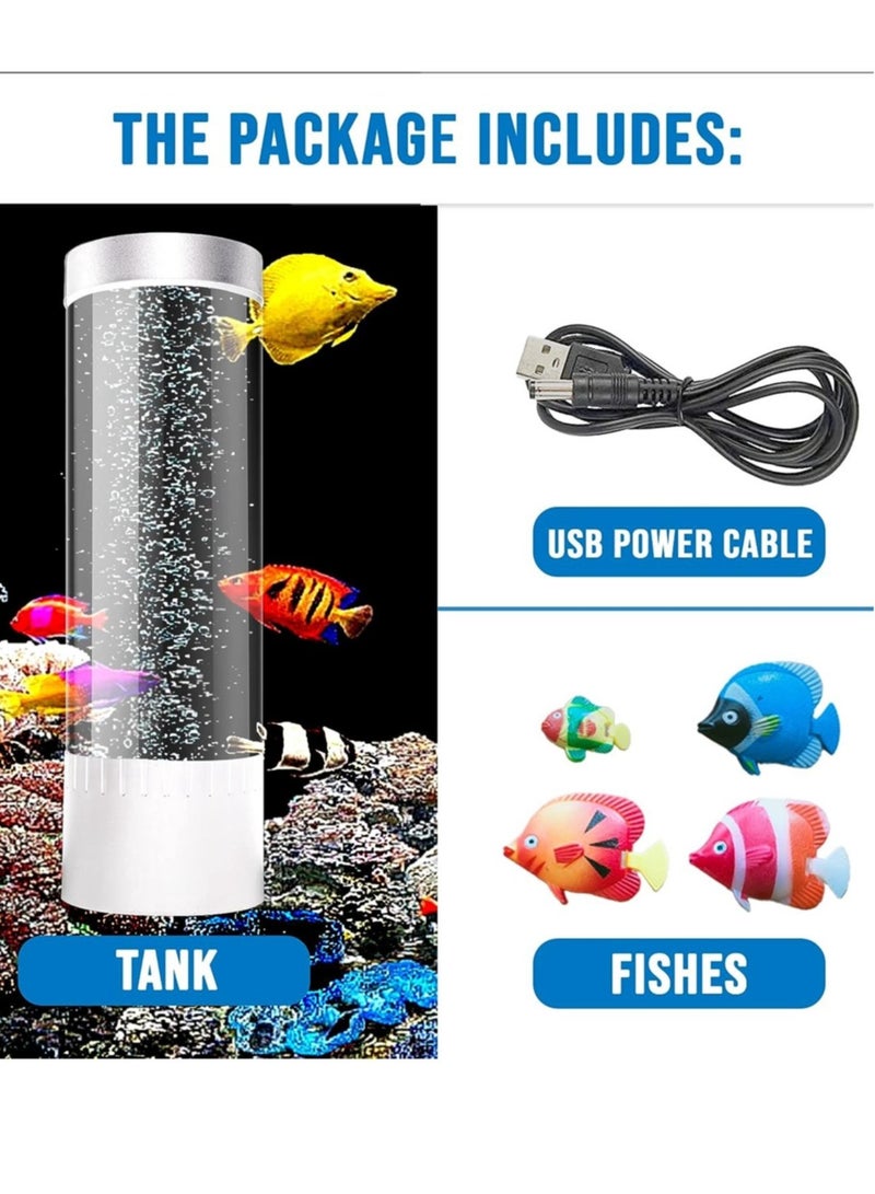 Bubble Fish Lava Lamp | Desktop Sensory LED Bubble Lamp | Color Changing Aquarium lamp | Artificial Fish Tank with Moving Fish, Sea Horse, Jellyfish | Gift for Kids, Adults, ADHD & Autism - Image 2