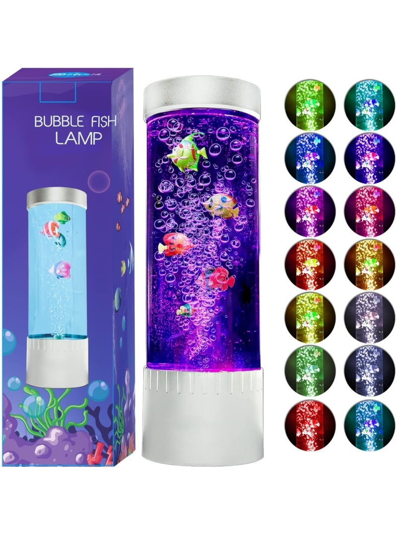 Bubble Fish Lava Lamp | Desktop Sensory LED Bubble Lamp | Color Changing Aquarium lamp | Artificial Fish Tank with Moving Fish, Sea Horse, Jellyfish | Gift for Kids, Adults, ADHD & Autism - Image 1
