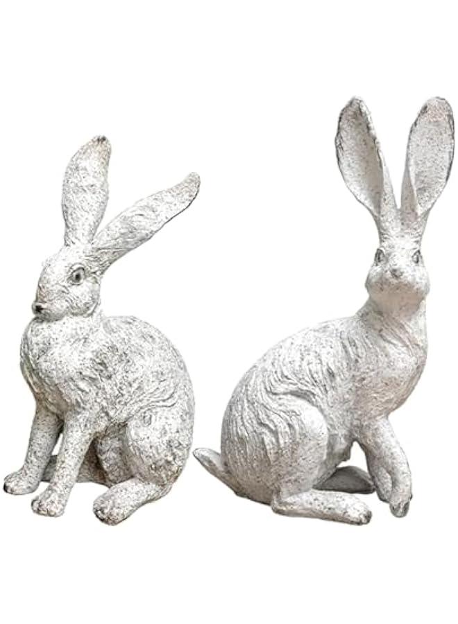 Generic 2Pcs Yard Decorations Garden Statues Bunny Figurines Home Decor Crafts Cute Desktop Ornaments for Outside Indoors Bookshelf  - Image 5