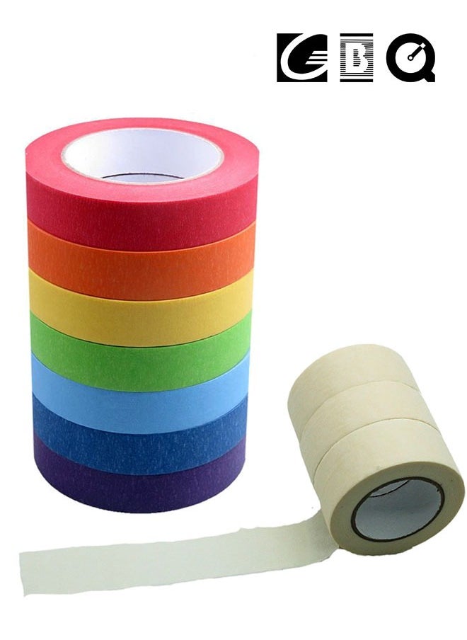 GBQ Masking Tape, Painter Color Decoration 10PCS Paint Tape Color Arts & Crafts Paper Painting Decoration Rainbow Color Tape is suitable for painter teacher kids  - Image 1