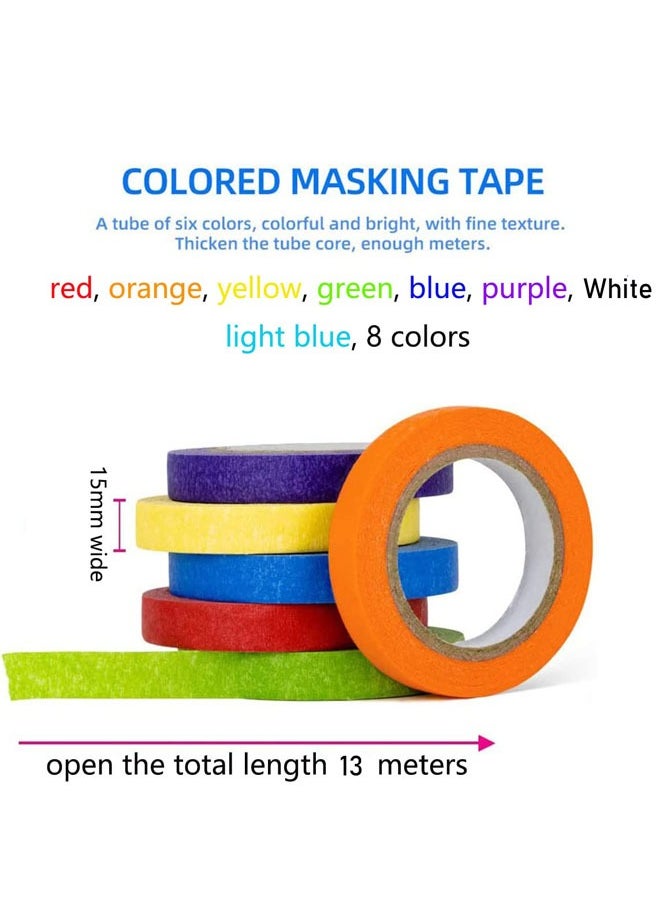 GBQ Masking Tape, Painter Color Decoration 10PCS Paint Tape Color Arts & Crafts Paper Painting Decoration Rainbow Color Tape is suitable for painter teacher kids  - Image 2