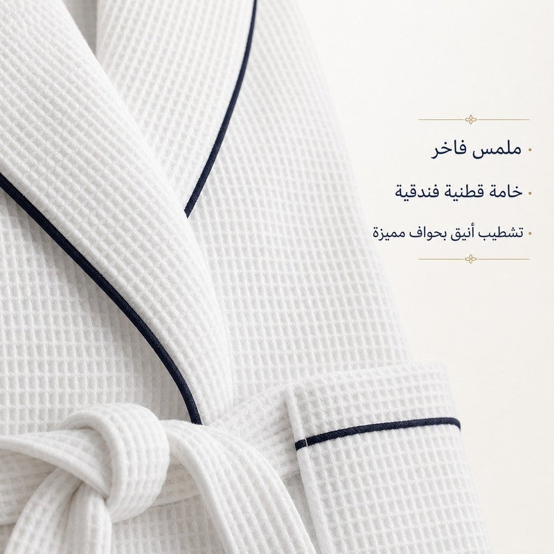 TM HOME Honeycomb Unisex Bathrobe, 100% Natural Cotton, Soft and Highly Absorbent, Premium Hotel Quality, White - Image 1