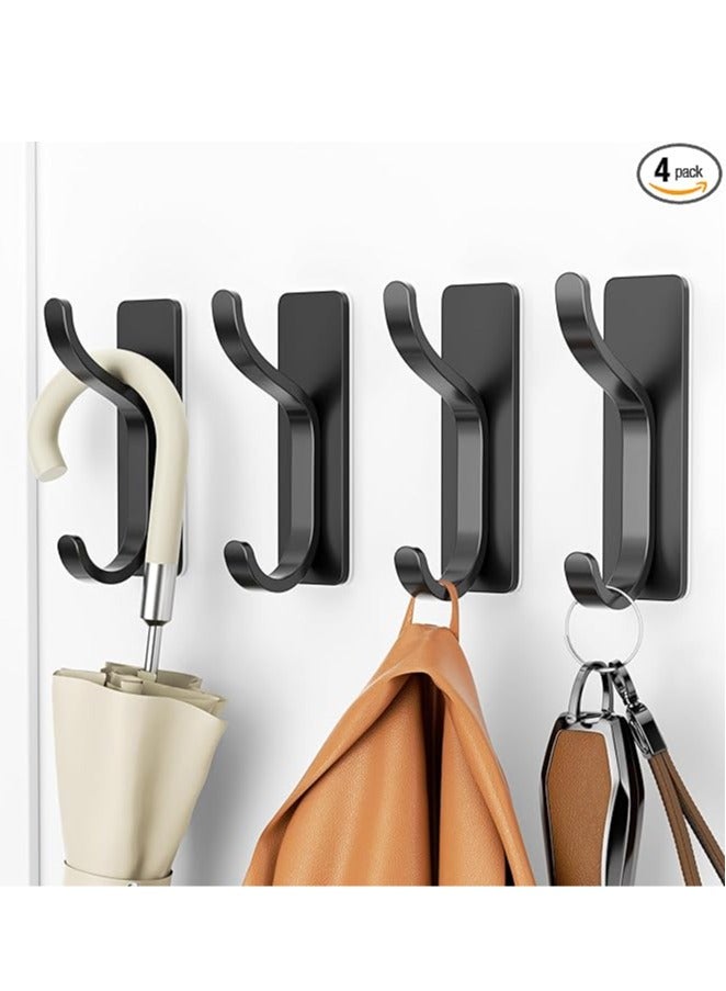 عربست خطافات تعليق على الحائط والباب: خطافات لاصقة للقبعات والمناشف والحقائب والملابس والمفاتيح وحقائب الظهر، وشماعات للمطبخ والحمام والدش، متينة وقابلة للالتصاق، تتحمل وزن 13 رطلاً، مصنوعة من الفولاذ المقاوم للصدأ، لون أسود، عبوة من 4 قطع - Image 1