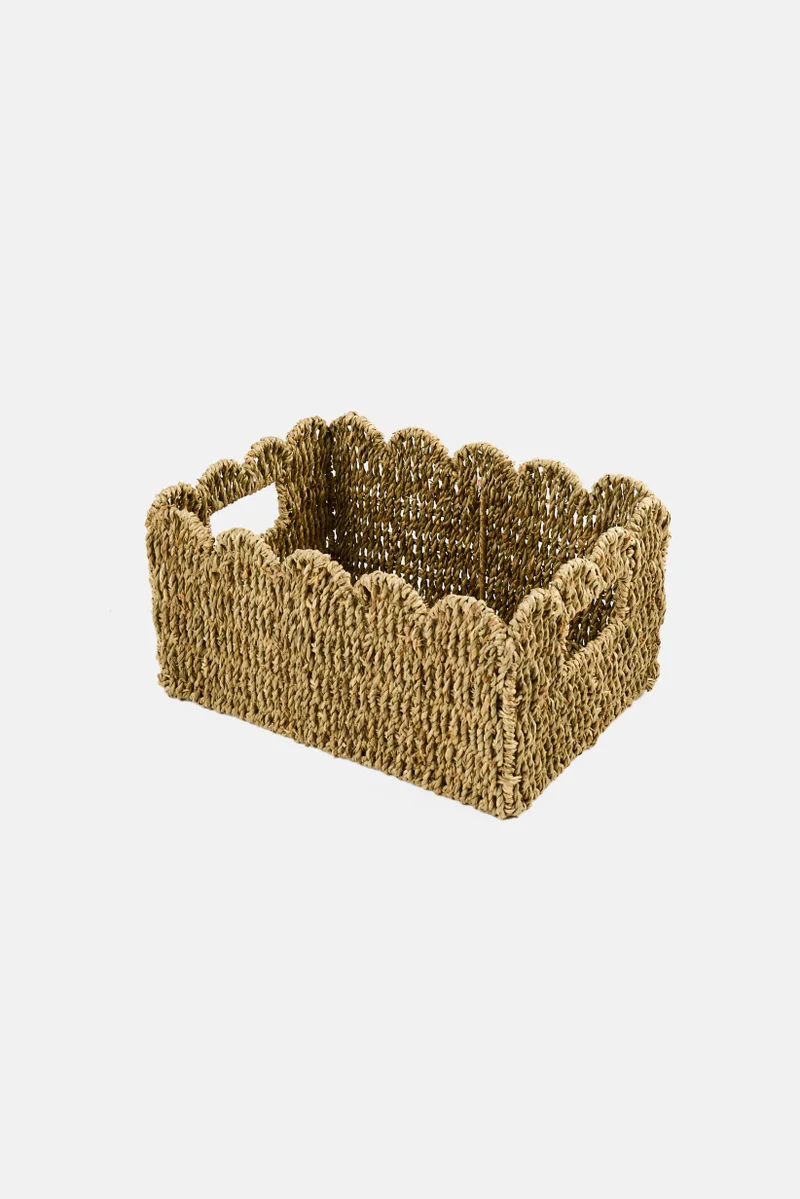 موي موتشو Rectangular Basket With Waves, Brown