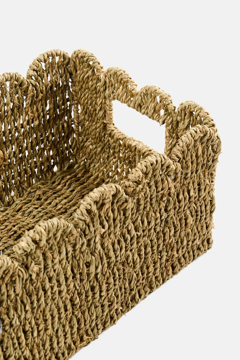 موي موتشو Rectangular Basket With Waves, Brown