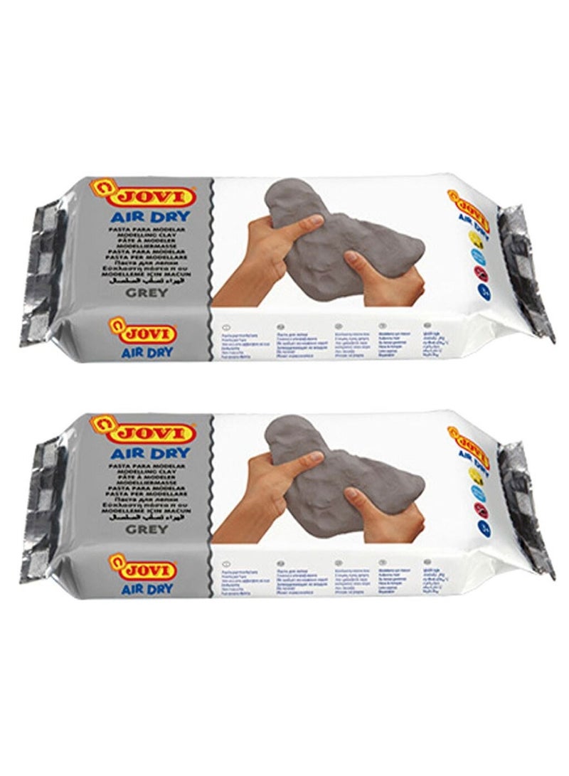 JOVI 2-Piece Air Dry Modelling Clay 500gm Grey - Image 1