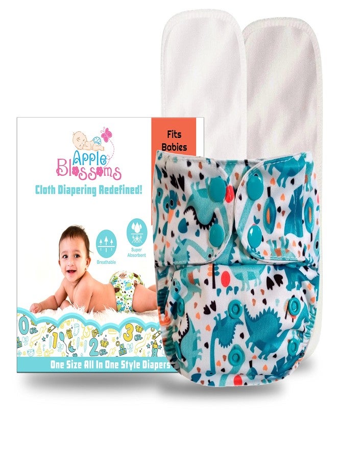 Apple Blossoms Reusable Pocket Style Cloth diaper for babies 3M to 3Y | CPSIA Certified 300+wash |Washable & Adjustable Snap Button | pack includes 1 Diaper with 2 organic Bamboo cotton inserts - Image 1