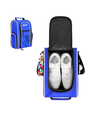 Wolt Golf Shoe Bag for Travel Zippered Shoes Carrier Bags with Ventilation Double Outside Accessory Pocket for Socks Tees Golf Balls Etc for Women and Men Blue - Image 1