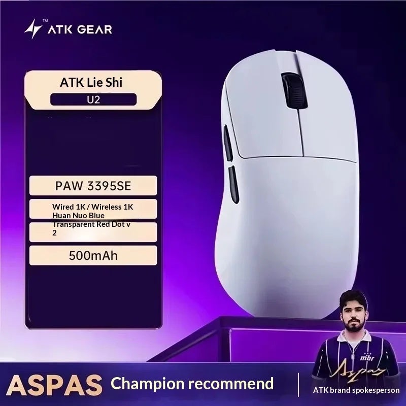 ATK Blazing Sky U2 V2 Wireless Gaming Mouse, Tri-Mode, 39g Lightweight, PAW3950/PAW3395, 8000Hz, for FPS PC - Image 1