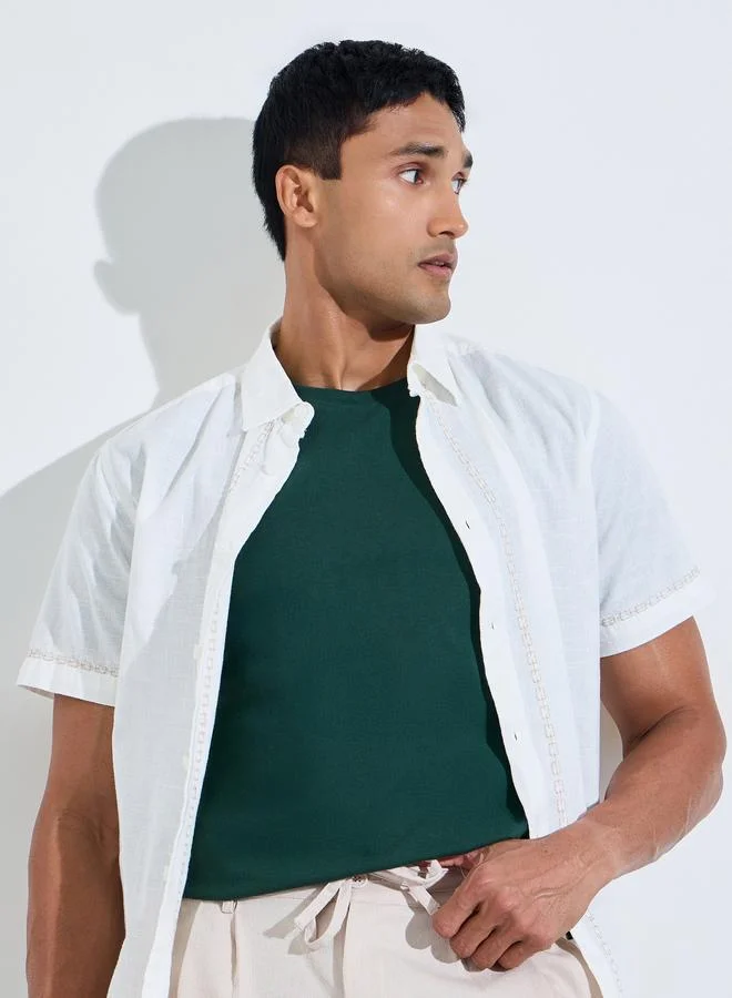 ستايلي Men Green Crew Neck Regular Fit T-Shirt