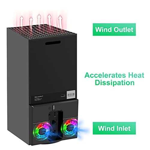 Linkstyle Cooling Fan for Xbox Series X, Vertical Cooling Stand Cooling System with Colorful RGB Lights and 1 USB Port - Image 4