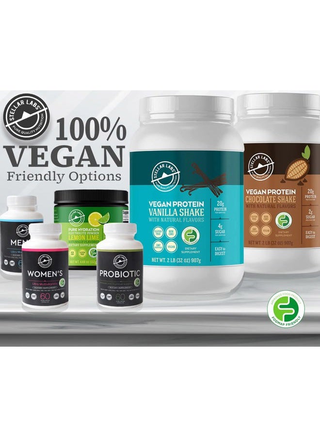 Stellar Labs Vegan Protein Powder with BCAA's & Antioxidants | Certified Low FODMAP, Non GMO, Gluten Free, Soy Free, Low Carb, with Stevia | Lean Plant Based Protein Powder Shakes | Vanilla - Image 5