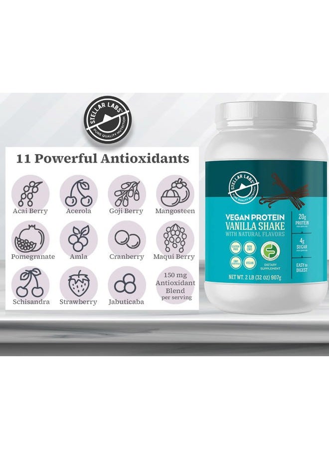 Stellar Labs Vegan Protein Powder with BCAA's & Antioxidants | Certified Low FODMAP, Non GMO, Gluten Free, Soy Free, Low Carb, with Stevia | Lean Plant Based Protein Powder Shakes | Vanilla - Image 4