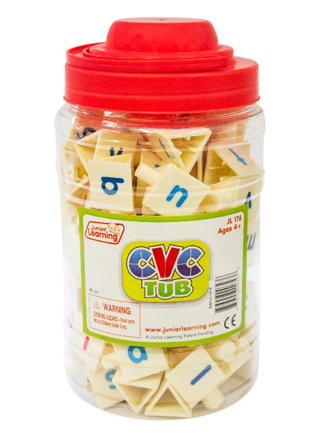 Junior Learning Junior Learning CVC Tri-Blocks Tub, 90 Blocks, Ages 4-5, Phonemic Awareness, Pre K-1, White  - Image 2