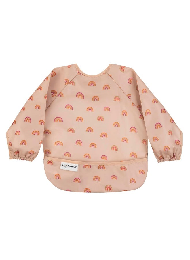 Tiny Twinkle مريلة أطفال مضادة للفوضى بتصميم لامع صغير، مريلة مائية للأطفال لتناول الطعام، مريلة بأكمام طويلة قابلة للغسل في الغسالة، مناسبة للتغذية الذاتية للأطفال، مريلة للأطفال، مستلزمات BLW (قوس قزح بوهيمي، صغيرة 6-24 شهر) - Image 1