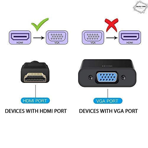 ETZIN محول ETZIN HDMI إلى VGA مع صوت 3.5 مم، محول HDMI إلى VGA مطلي بالذهب (ذكر إلى أنثى) للكمبيوتر، سطح المكتب، اللابتوب، الكمبيوتر الشخصي، الشاشة، البروجيكتور، تلفزيون عالي الدقة، مشغلات الوسائط، Xbox EPL-451H - Image 3