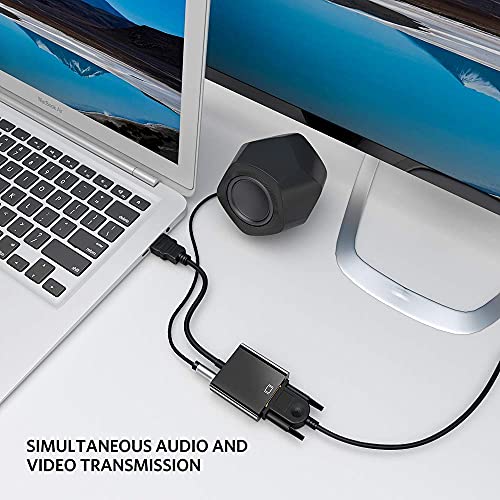 ETZIN محول ETZIN HDMI إلى VGA مع صوت 3.5 مم، محول HDMI إلى VGA مطلي بالذهب (ذكر إلى أنثى) للكمبيوتر، سطح المكتب، اللابتوب، الكمبيوتر الشخصي، الشاشة، البروجيكتور، تلفزيون عالي الدقة، مشغلات الوسائط، Xbox EPL-451H - Image 4