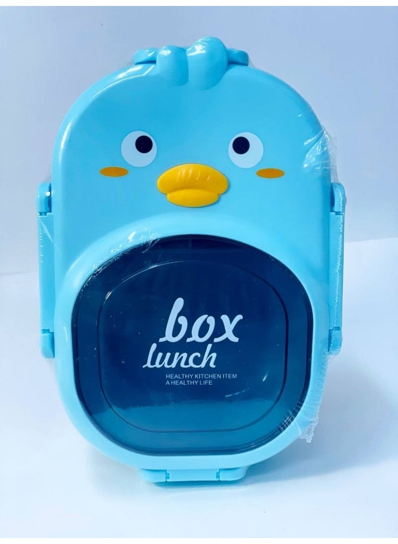 "Little Chick" Lunch Box. Made of food-safe plastic, featuring a divided interior and an airtight, clip-lock lid to keep food fresh. It is divided into 3 compartments and comes with a matching spoon. Dimensions: 15 x 22 cm. - Image 1