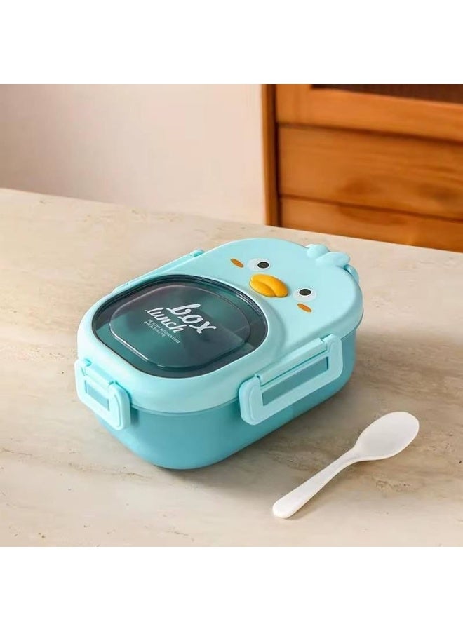 "Little Chick" Lunch Box. Made of food-safe plastic, featuring a divided interior and an airtight, clip-lock lid to keep food fresh. It is divided into 3 compartments and comes with a matching spoon. Dimensions: 15 x 22 cm. - Image 2