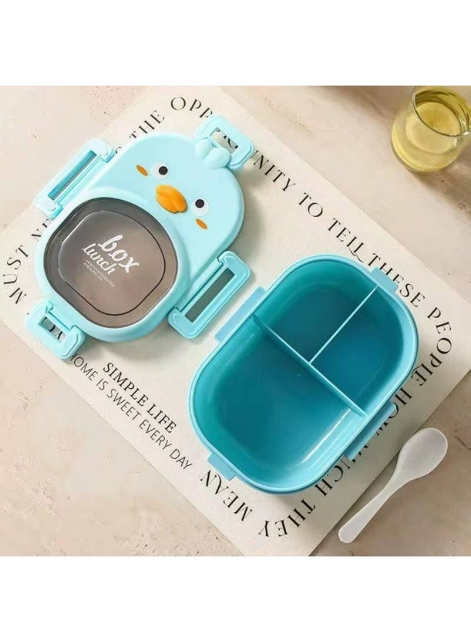 "Little Chick" Lunch Box. Made of food-safe plastic, featuring a divided interior and an airtight, clip-lock lid to keep food fresh. It is divided into 3 compartments and comes with a matching spoon. Dimensions: 15 x 22 cm. - Image 3