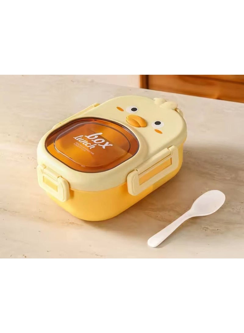 "Little Chick" Lunch Box. Made of food-safe plastic, featuring a divided interior and an airtight, clip-lock lid to keep food fresh. It is divided into 3 compartments and comes with a matching spoon. Dimensions: 15 x 22 cm. - Image 4