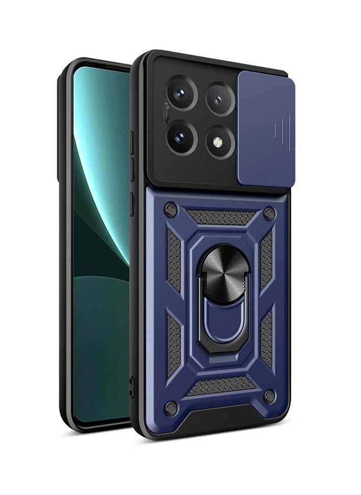 Case Cover For Xiaomi Poco X6 5G / Redmi Note 13 Pro 5G Mobile Phone , Slide Camera Lens Cover + 360°Rotating Kickstand Ring + Bumper Shockproof Phone Case 