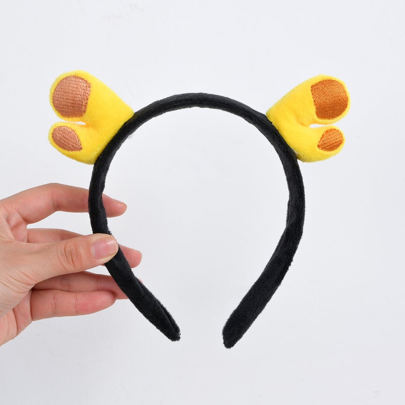Loquat Lamb Plush Cat Ear Hair Ball Headband Cute Makeup Wash Face Fashion Hair Ring Internet Celebrity Same Style Korean Style Hair Band Yellow antler