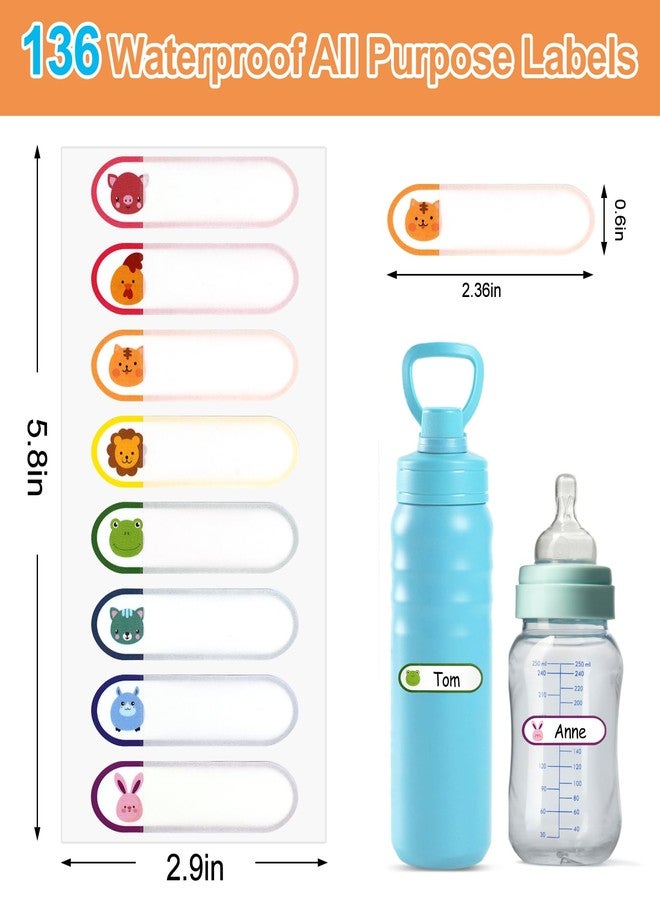 Jactales Name Label Stickers for Kids Toddlers School Stuff Supplies & Daycare Baby Bottles, Waterproof and Washable Back to School Name Labels - Easy Peel and Stick,Pack of 136. - Image 2
