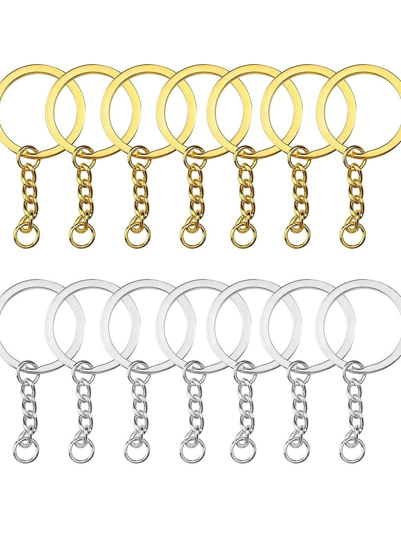 Generic 100 PCS Keyring Rings Split Key Ring with Chain and Jump Metal Open Round Kit for Keychain Art Crafts Golden and Silver - Image 2