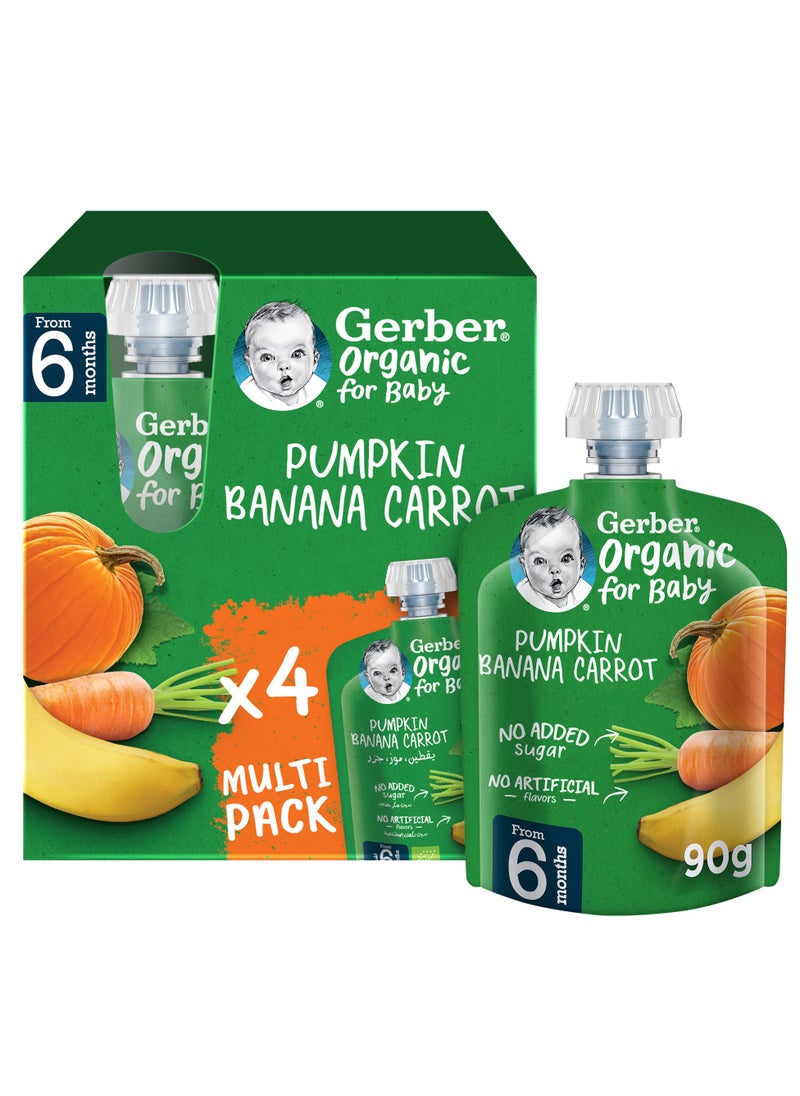 Gerber Organic Pumpkin Banana Carrot Puree 4 x 90g  - Image 1