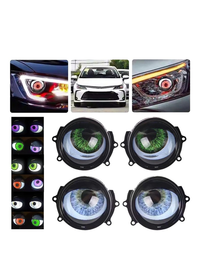 Generic 2PCS Dynamic Devil Eyes LED Car Headlight, LED Adjustable Blinking Red Demon Eyes Halloween Headlights with Color Lenses for Eyes, Light Up Big Eyeball Lights For Car Phone Control Headlights, 12V - Image 3