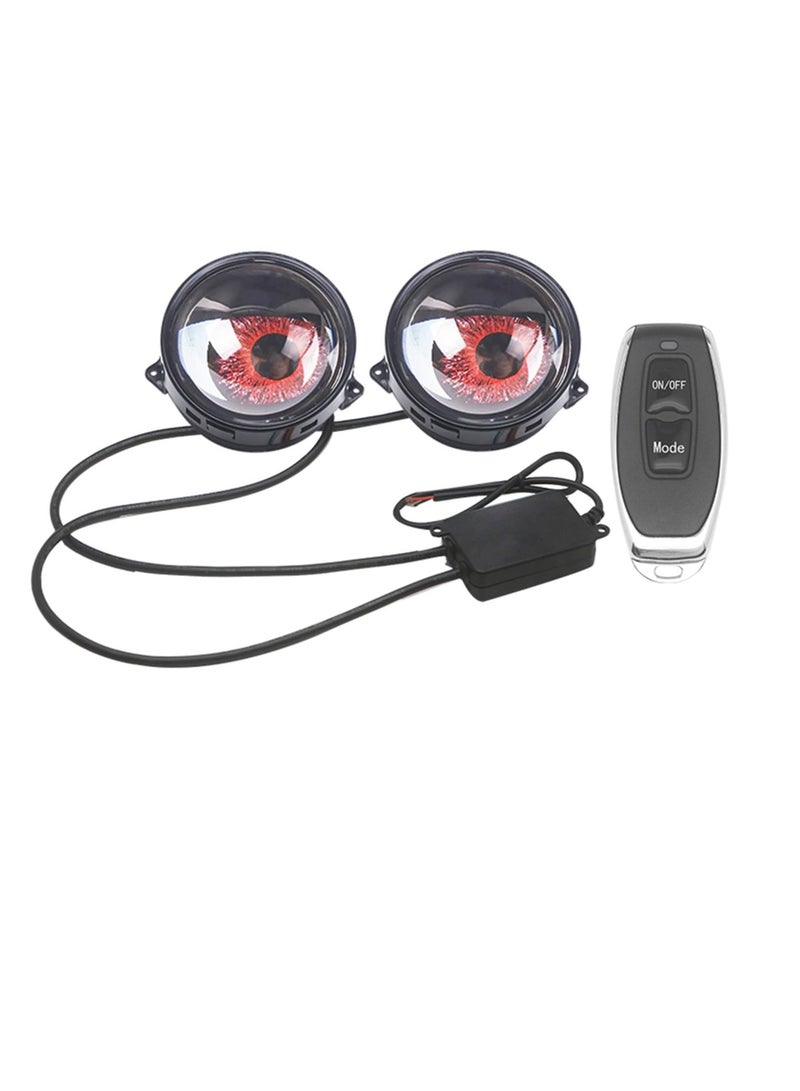 Generic 2PCS Dynamic Devil Eyes LED Car Headlight, LED Adjustable Blinking Red Demon Eyes Halloween Headlights with Color Lenses for Eyes, Light Up Big Eyeball Lights For Car Phone Control Headlights, 12V - Image 5