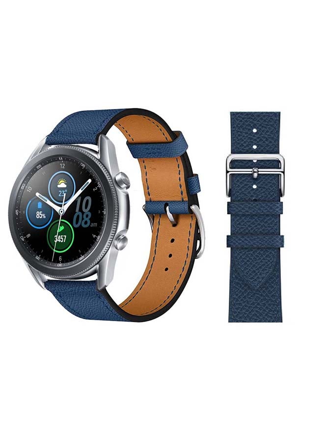 Perfii Supreme Genuine Leather Replacement Band For Samsung Galaxy Watch3 45mm Royal Blue - Image 1