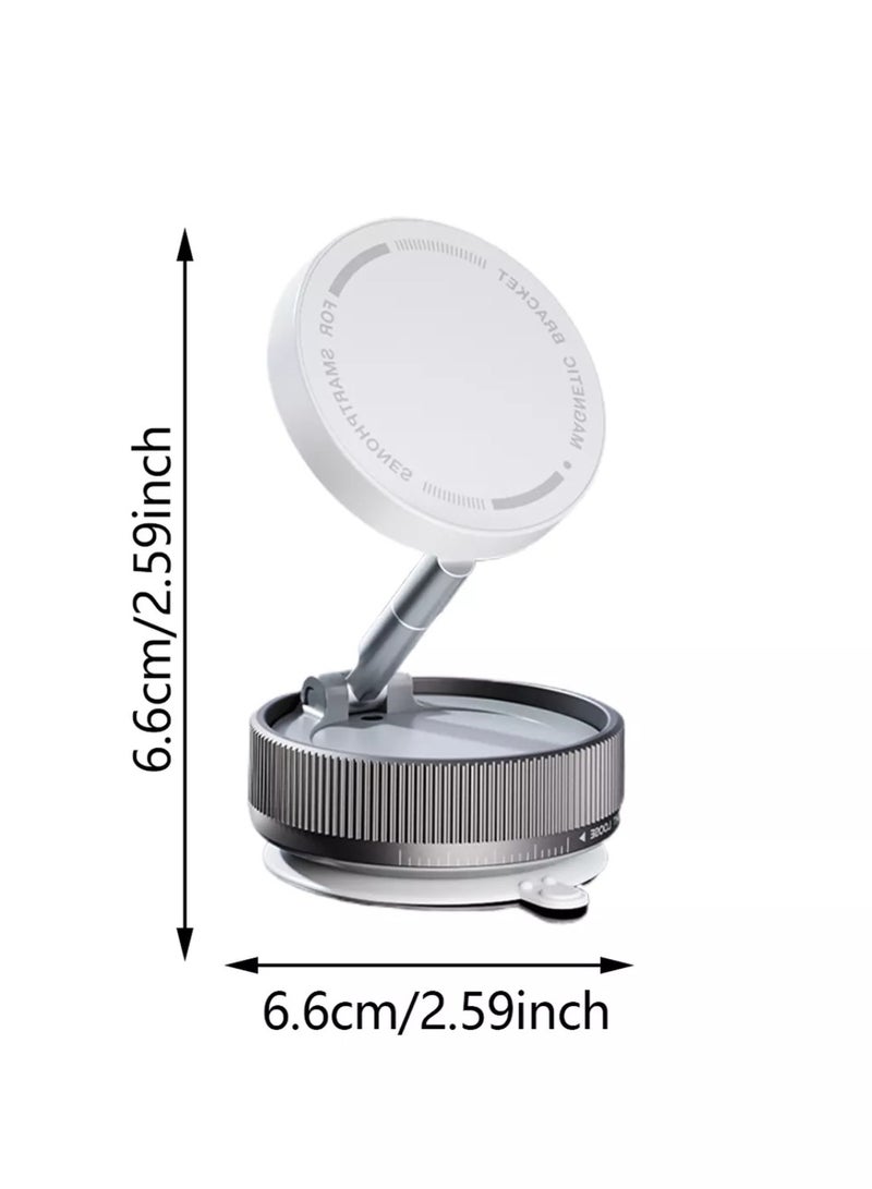 DIGI CORE Vacuum Magnetic Phone Holder Stand, Suction Cup Phone Mount With 5 Nano Gel Pads For Smooth/Rough Surfaces, 360°Adjustable Phone Stand For All iPhones, Android, Magnetic Phone Holder Car Mount, 360° Rotation Foldable Mobile Phone Magnetic Holder White - Image 3