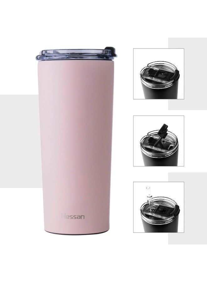 Nessan Insulated Stainless Steel Vacuum Mug, 603Ml - Your Versatile Dual-Use Travel Companion For Hot And Cold Beverages Anywhere: Home, Gym, Outdoors, Office, And School - Pink - Image 4