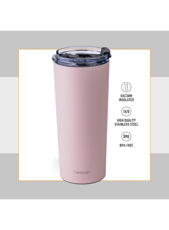 Nessan Insulated Stainless Steel Vacuum Mug, 603Ml - Your Versatile Dual-Use Travel Companion For Hot And Cold Beverages Anywhere: Home, Gym, Outdoors, Office, And School - Pink - Image 2