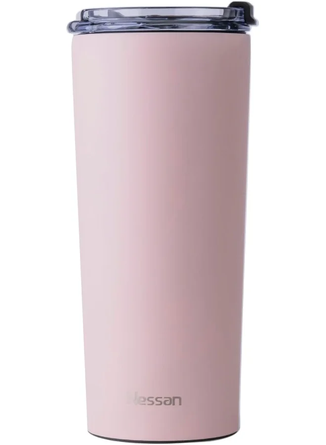 Nessan Insulated Stainless Steel Vacuum Mug, 603Ml - Your Versatile Dual-Use Travel Companion For Hot And Cold Beverages Anywhere: Home, Gym, Outdoors, Office, And School - Pink