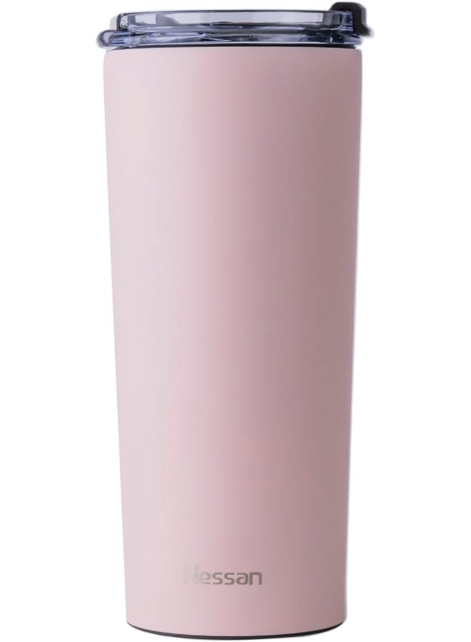 Nessan Insulated Stainless Steel Vacuum Mug, 603Ml - Your Versatile Dual-Use Travel Companion For Hot And Cold Beverages Anywhere: Home, Gym, Outdoors, Office, And School - Pink - Image 1