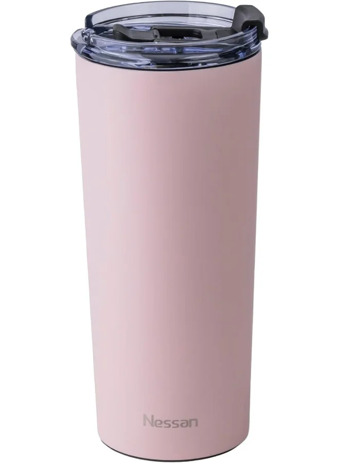 Nessan Insulated Stainless Steel Vacuum Mug, 603Ml - Your Versatile Dual-Use Travel Companion For Hot And Cold Beverages Anywhere: Home, Gym, Outdoors, Office, And School - Pink