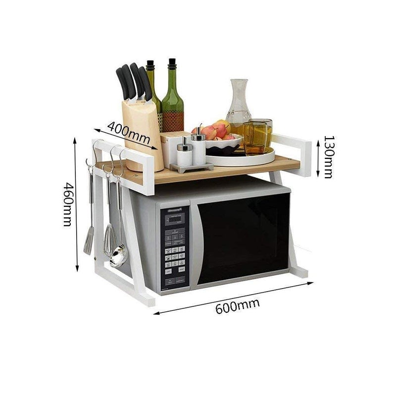INDIAN DECOR 71100 Space Saving Storage Microwave Oven Shelf Metal Microwave Oven Rack Kitchen Shelf 2 Layer Storage Rack Oven Rack Double Storage Shelf Modern Microwave Shelf Stand White - Image 3