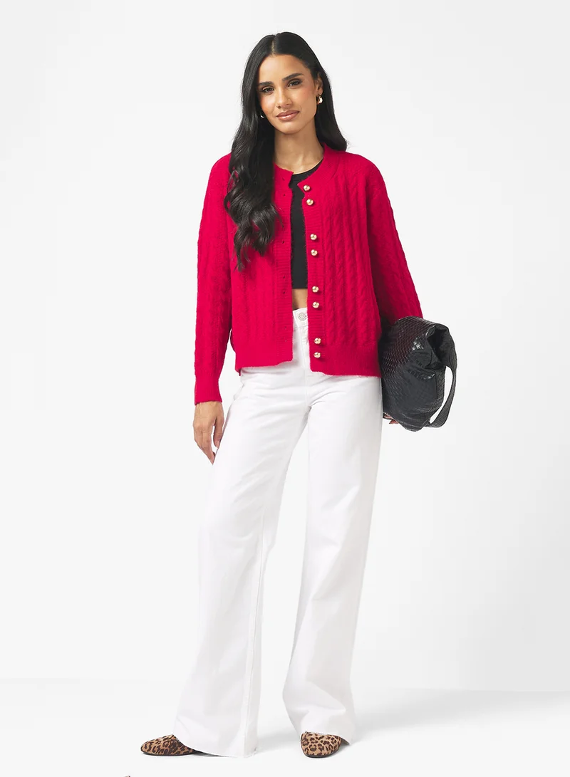 Ginger Chunky Cable Knit Cardigan
