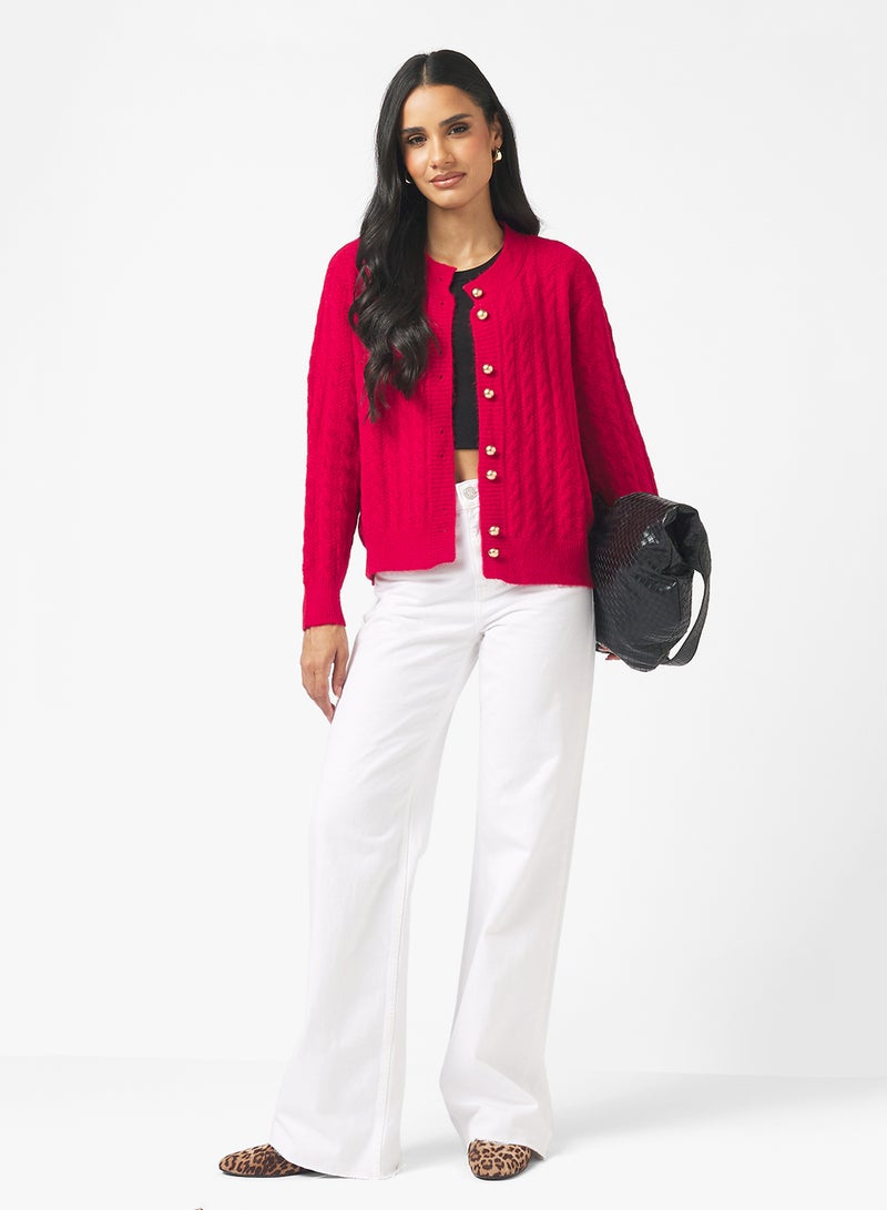 Ginger Chunky Cable Knit Cardigan - Image 4