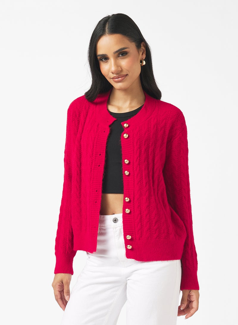 Ginger Chunky Cable Knit Cardigan - Image 1