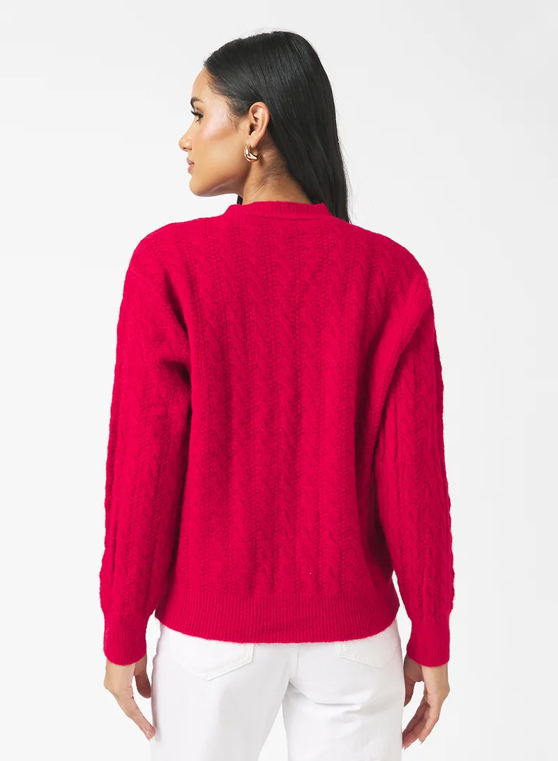 Ginger Chunky Cable Knit Cardigan
