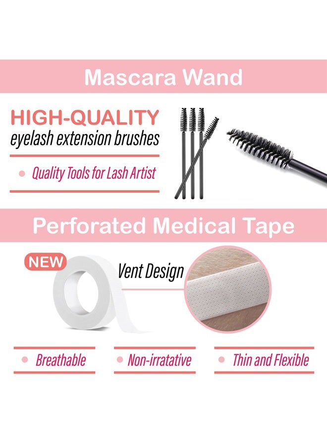 Lyon Lash Eyelash Extension Supplies 4x100 Packs - 100 Pairs Under Eye Gel Pads | 100 Disposable Mascara Brushes Wands | 100 Micro Applicators Brush | 100 Glue Ring Holder | 2 Medical Tapes - Image 3