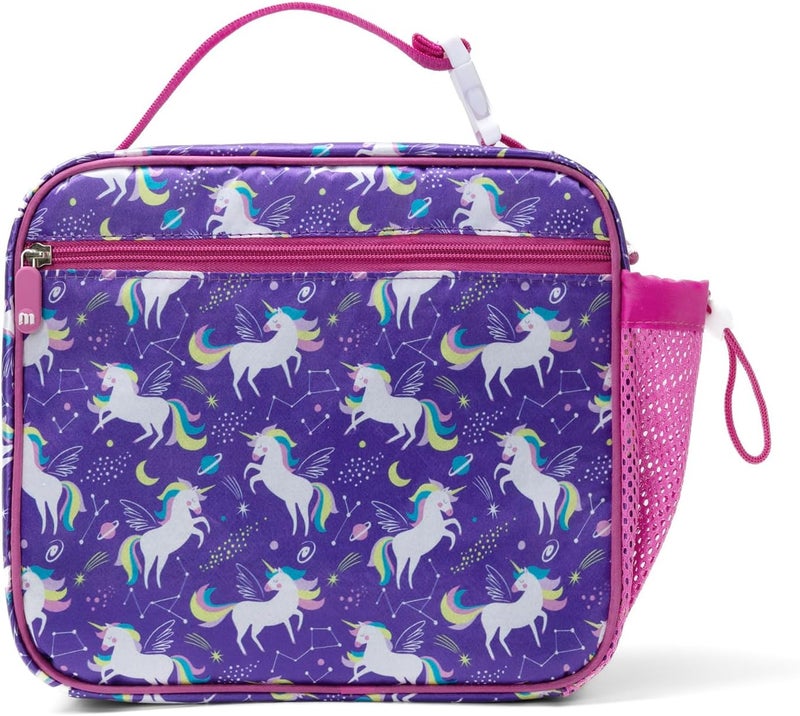 MEXS Kids Lunch Bag, Insulated Lunch Box Girls Boys, Durable Lunch Tote(adjustable) with Water Bottle Holder/Water-resistant Lining, Toddler Lunch Picnic Cooler Bag for School Travel (Starry Unicorn) - Image 1