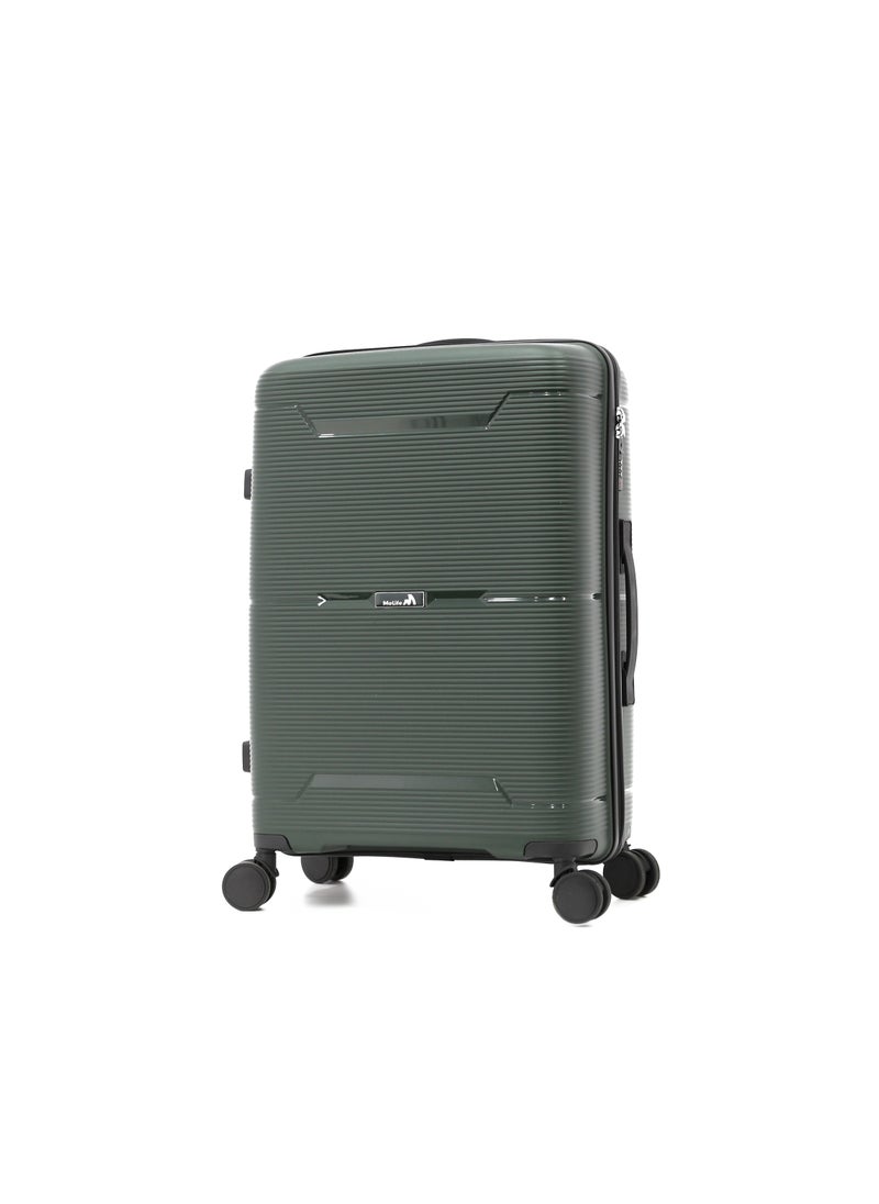 MELIFE - Durable PP Hard Shell Luggage Trolley Bag 3 Pieces Set,Green (S-20,M-24,L-28 Inch) - Image 1