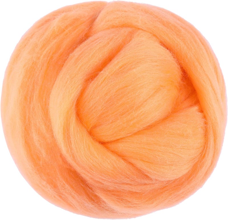 JUPEAN 3.53oz Wool Roving, Wool Felting Supplies, Pure Wools, Chunky Yarn, Spinning Wool Roving for Needle Felting Wet Felting DIY Hand Spinning (Dark Orange) - Image 1